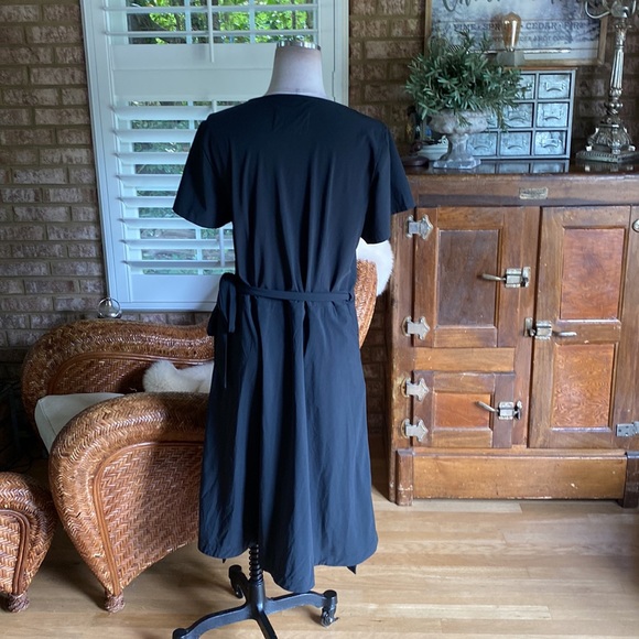 KOSAN Go Travel WRAP Dress Black POCKETS Packable XL EXCELLENT - Picture 5 of 7